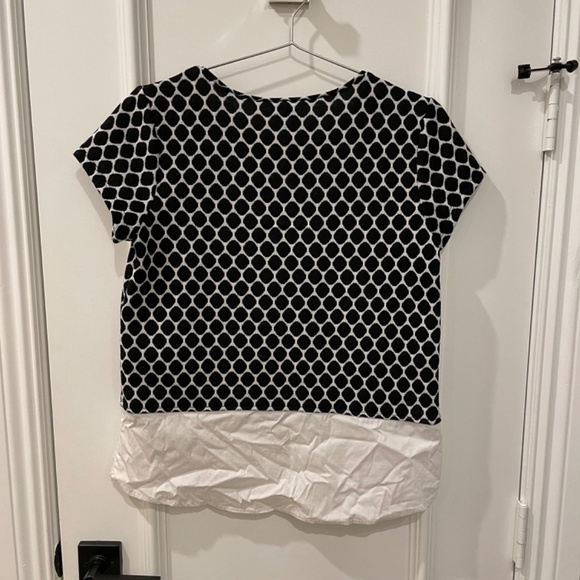 Ann Taylor women's blouse with faux undershirt; black/white geometric; size S - - Picture 2 of 4